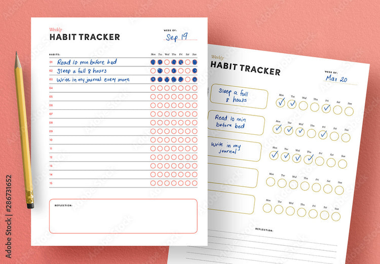 Habits Tracker Daily, Weekly, Monthly